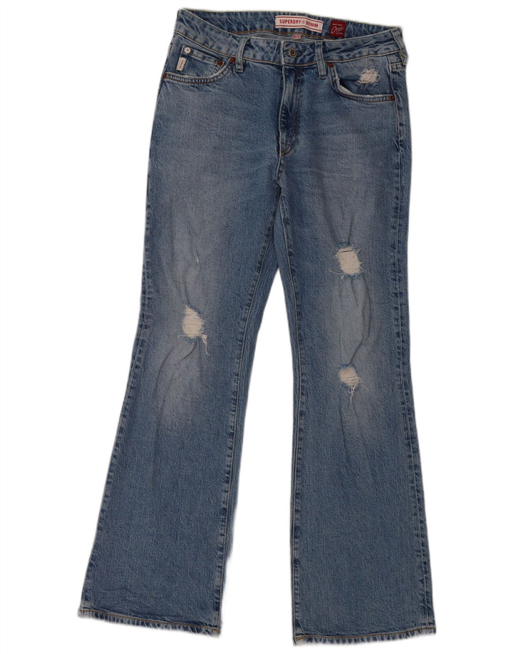 SUPERDRY Женские потертые джинсы Bootcut W30 L30 Синие, хлопок
