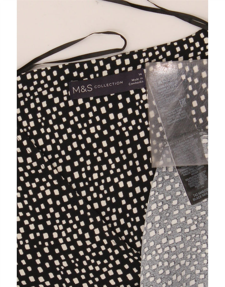 Женское платье прямого кроя MARKS & SPENCER UK 14, большой черный полиэстер с геометрическим рисунком