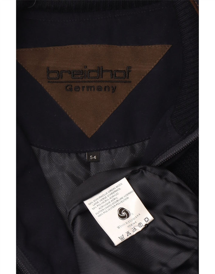 Мужская вязаная куртка-бомбер Breidhof EU 54 2XL Темно-синяя шерсть