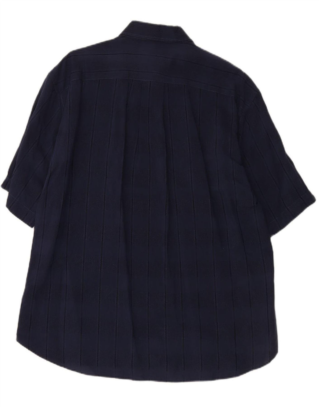 CARREL Mens Short Sleeve Shirt Size 40 15 3/4 Medium Navy Blue Striped