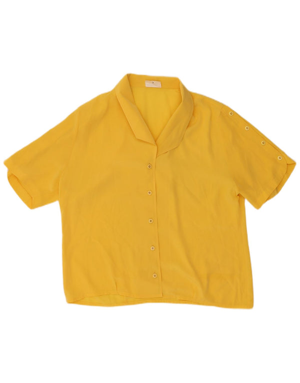 SOMMERMANN Женская блузка-рубашка с коротким рукавом UK 16, большой желтый полиэстер