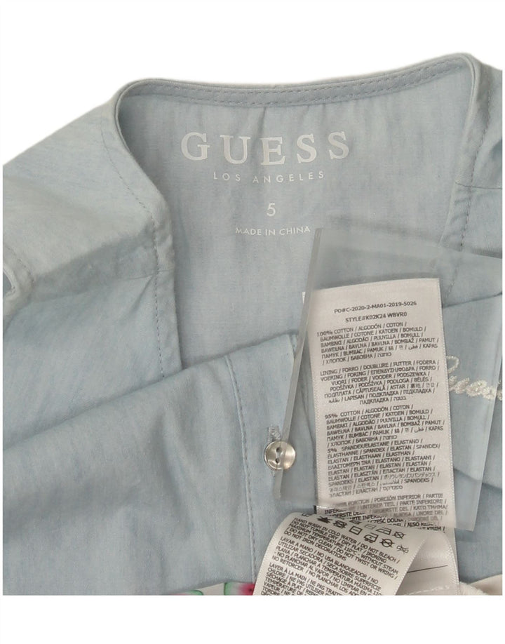 Асимметричное платье без рукавов Guess с абстрактным узором для девочек 4–5 лет, синее