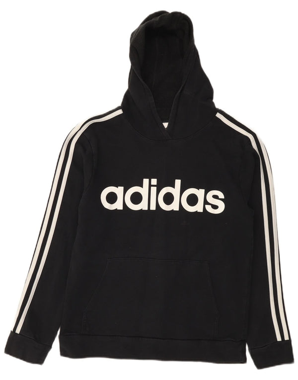 Женский джемпер с капюшоном Adidas UK 10, маленький, черный, хлопок