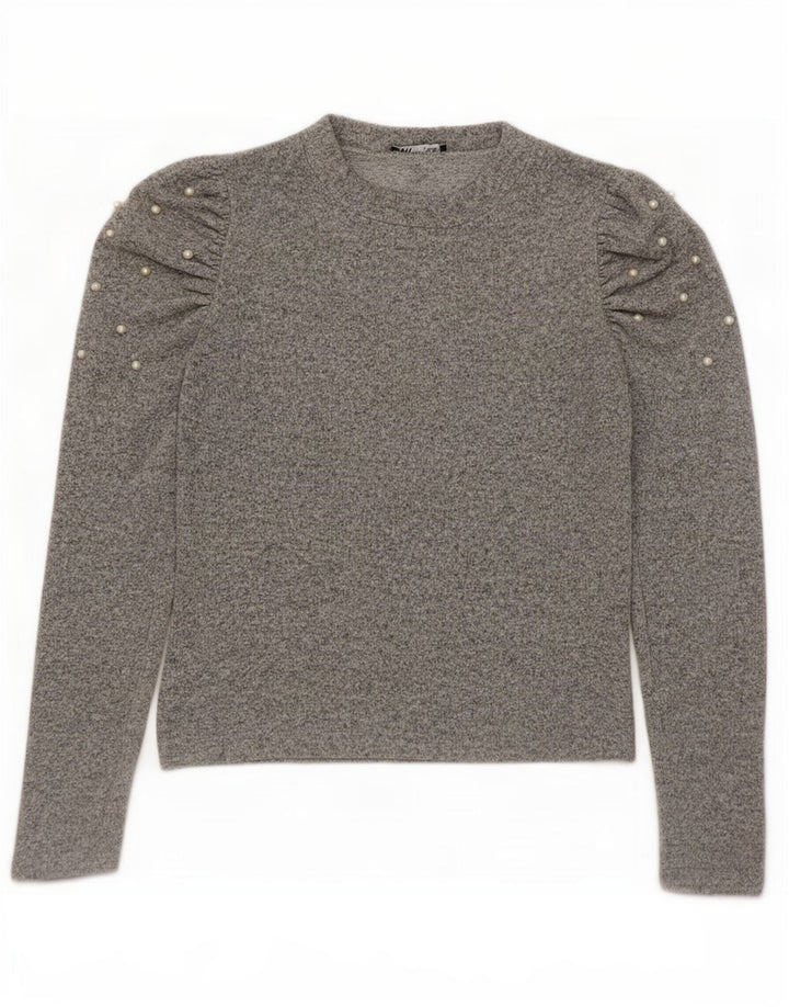 Женская блузка с длинным рукавом Zara UK 12, вискоза среднего серого цвета с крапинками