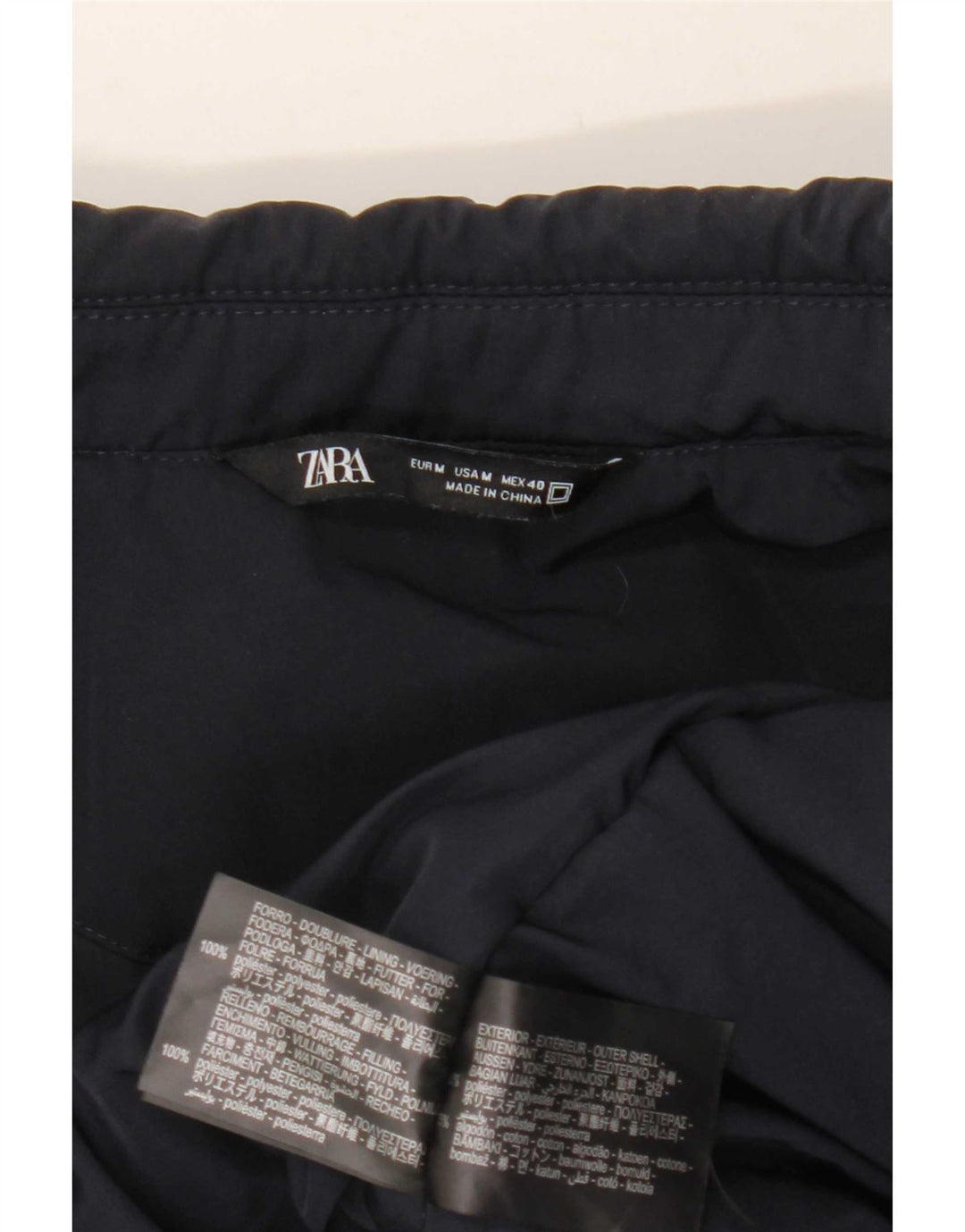Мужская куртка-бомбер Zara UK 38, средний темно-синий полиэстер