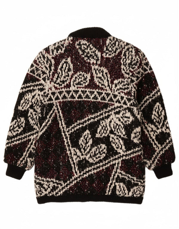 JEFFREY BROWNLEADER Женское вязаное пальто UK 14, средний черный цветочный акрил