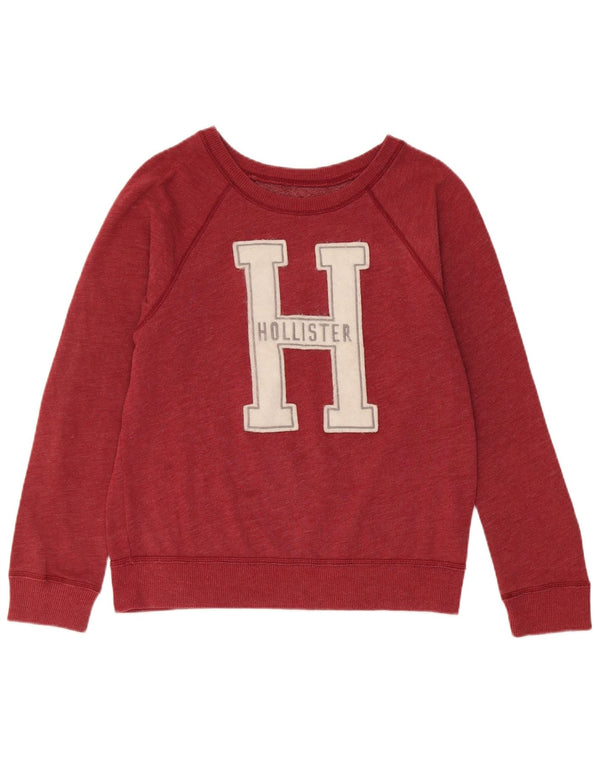 Женский свитер с рисунком Hollister UK 14, средний красный хлопок, хлопковый