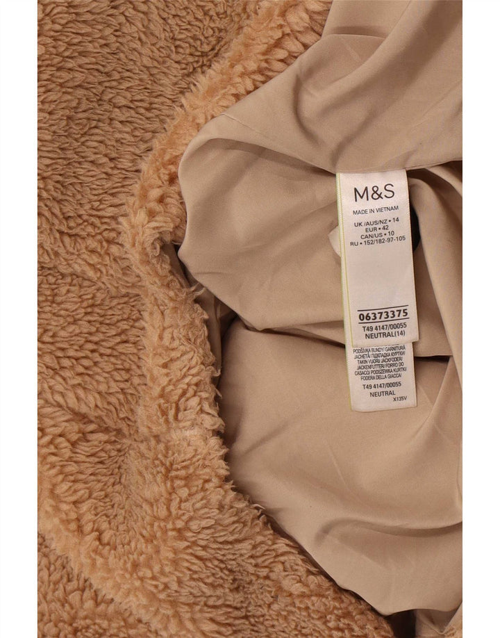 Женская флисовая куртка Marks & Spencer Teddy Bear UK 14, большая, бежевая, полиэстер