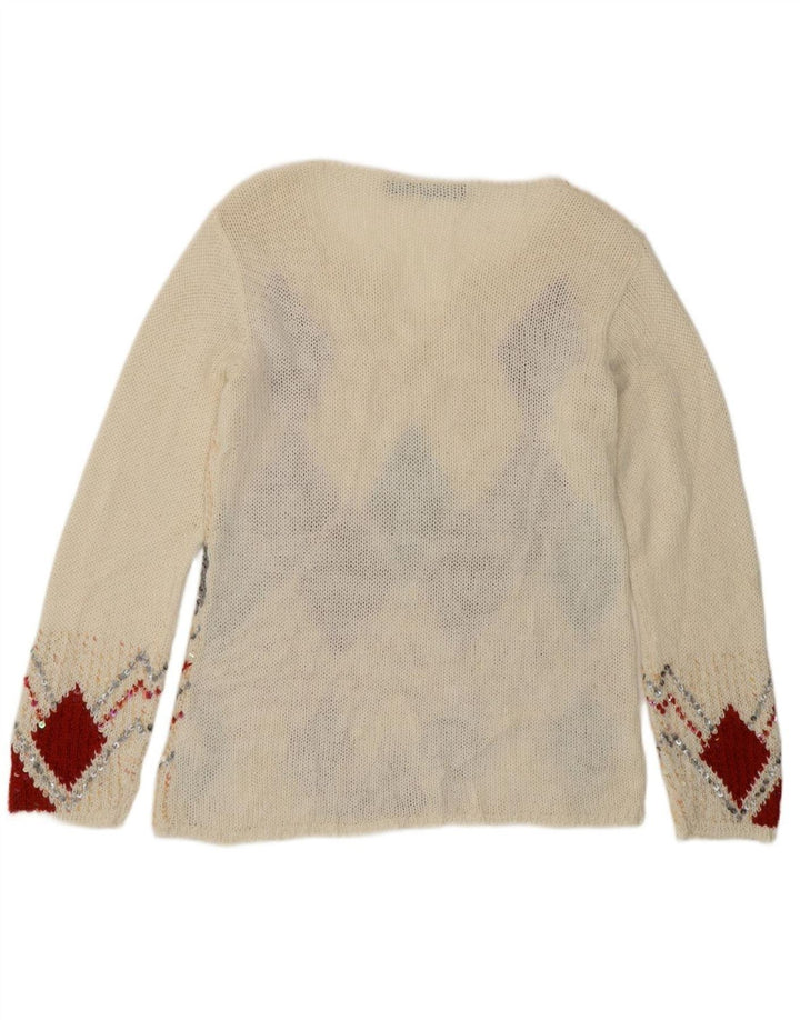 MARINA RINALDI Womens V-Neck Jumper Sweater UK 14 Medium Off White