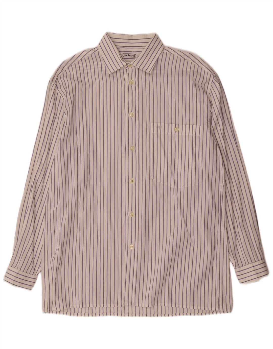 CACHAREL Мужская рубашка размер 15 3/4 40 средняя белая в полоску