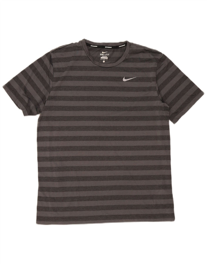 Мужская футболка Nike Dri Fit из полиэстера в большую серую полоску
