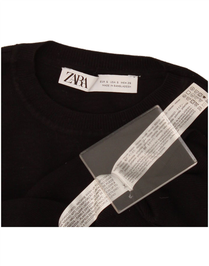 Женский укороченный жилет Zara UK 8, маленький, черный, вискоза