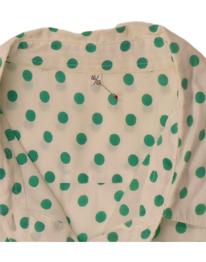 VINTAGE Womens Short Sleeve Shirt IT 46/48 Large White Polka Dot Vintage Vintage and Second-Hand Vintage from Messina Hembry 