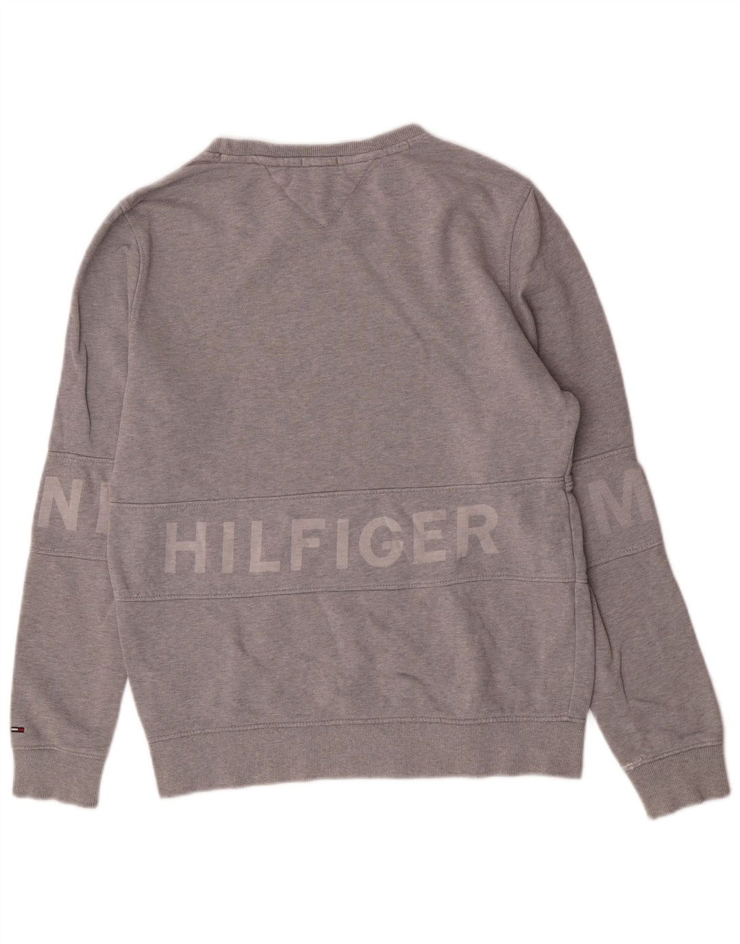 Мужской свитшот с рисунком Tommy Hilfiger, большой серый хлопковый джемпер