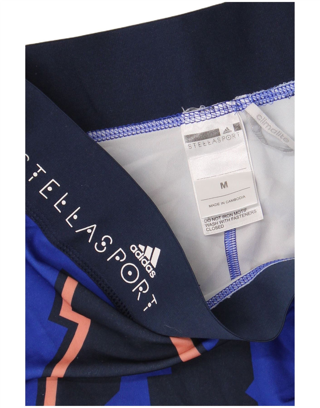 Женские леггинсы с графическим рисунком ADIDAS Climalite UK 14, средний синий полиэстер