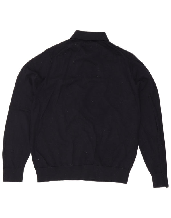 Мужской свитер-поло с воротником-поло Marks & Spencer, большой темно-синий