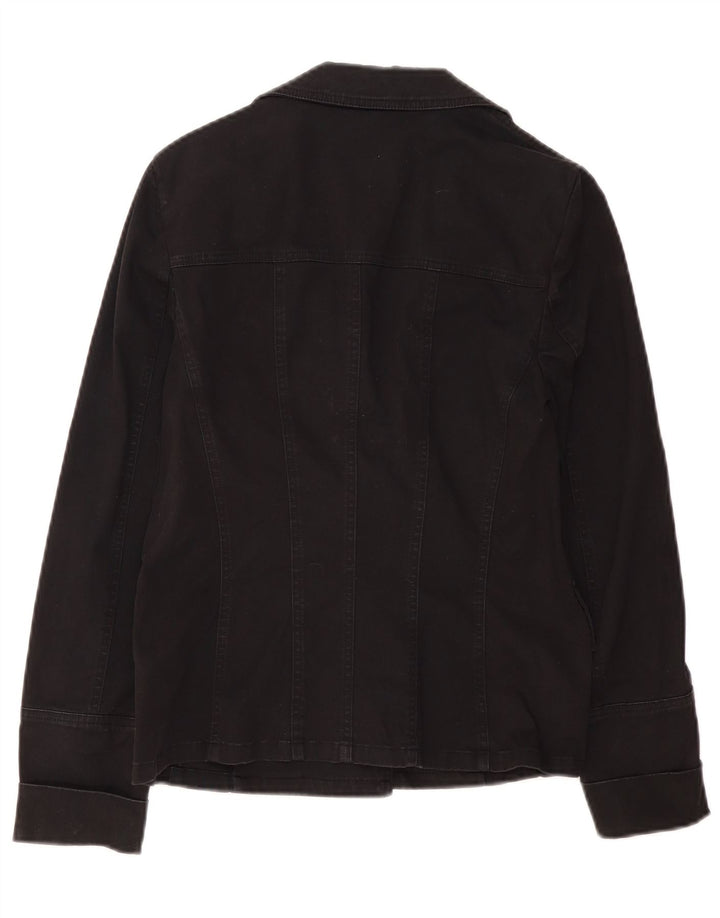 MARELLA Womens 3 Button Blazer Jacket UK 12 Medium Black Cotton
