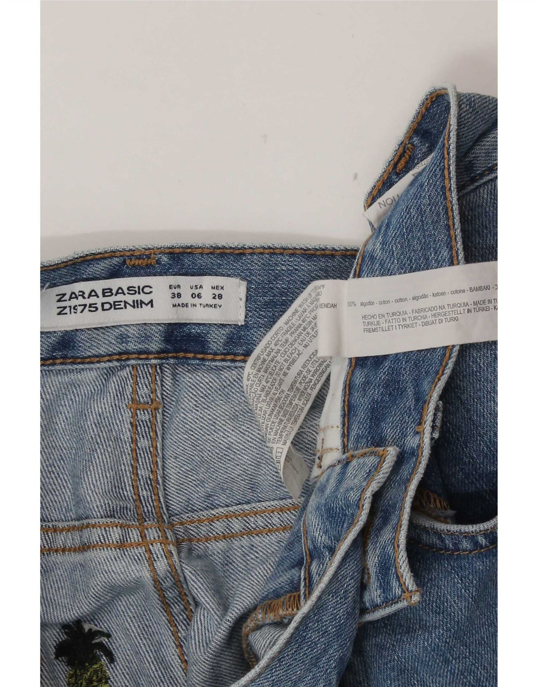 Женские джинсовые шорты Zara с абстрактным узором EU 38, маленькие W28, синие, хлопок