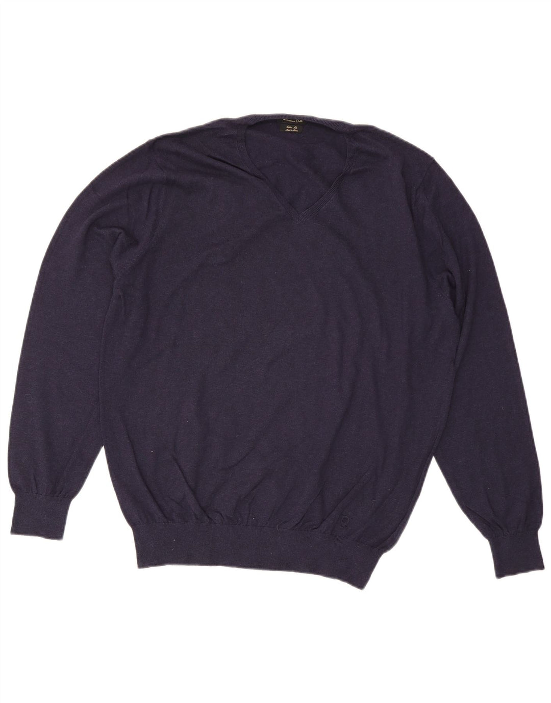 Мужской джемпер с v-образным вырезом Massimo Dutti XL, темно-синий, хлопок