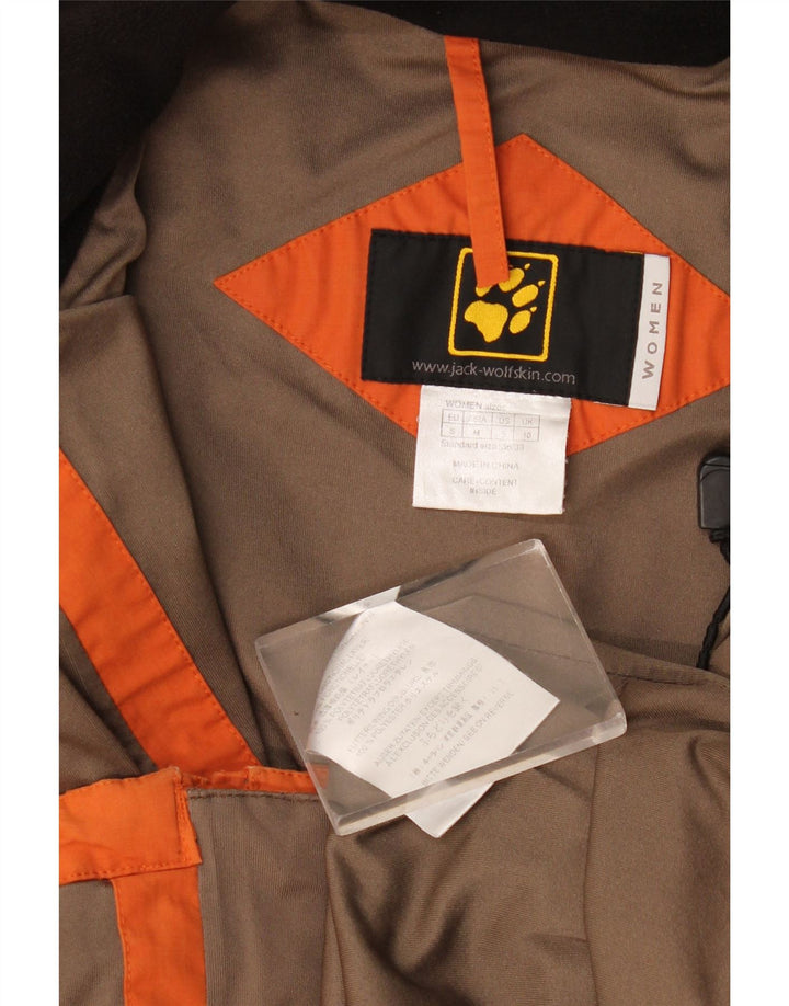 Женская дождевик с капюшоном Jack Wolfskin UK 14, средний оранжевый цвет с цветными блоками