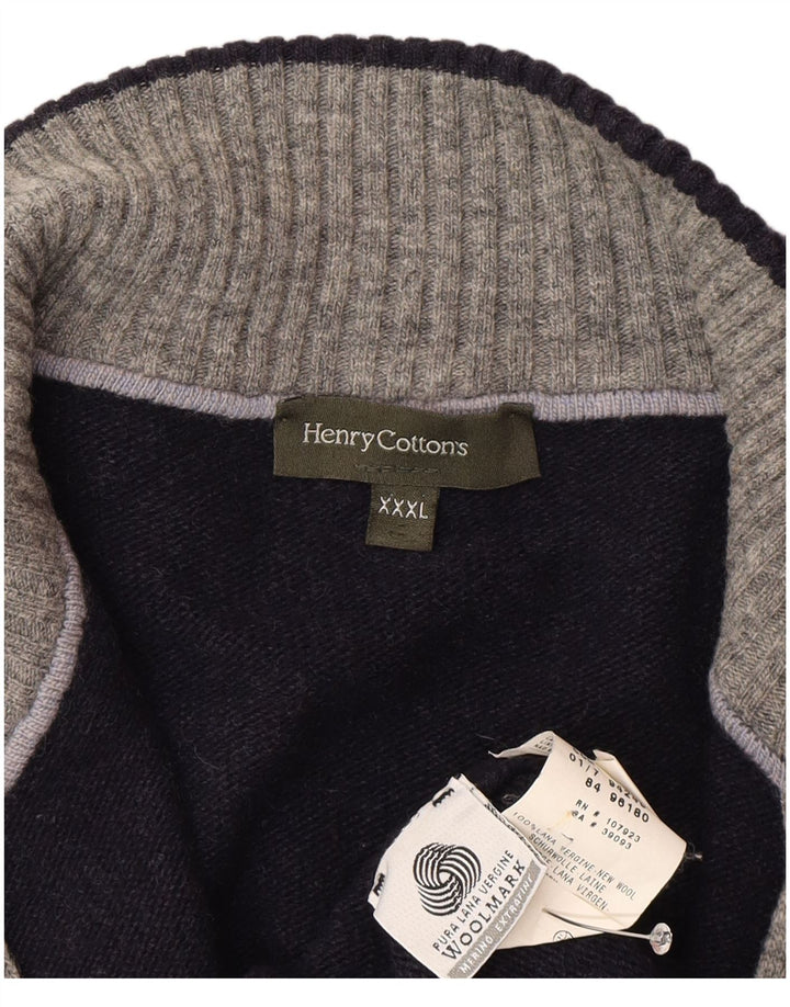 Мужской кардиган Генри Коттонс 3XL темно-синий шерстяной свитер
