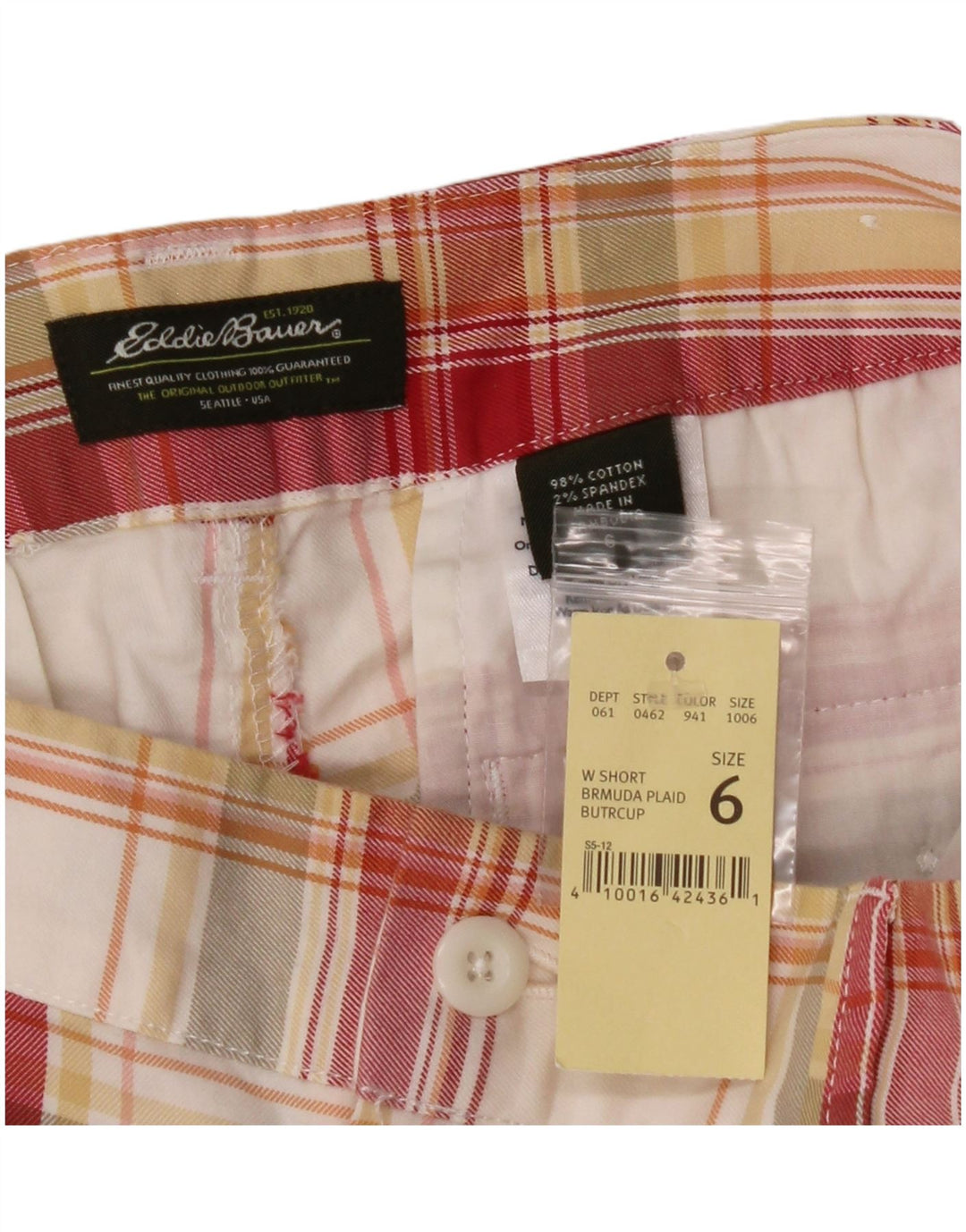 Женские шорты чинос EDDIE BAUER US 6 Medium W30, хлопок в красную клетку