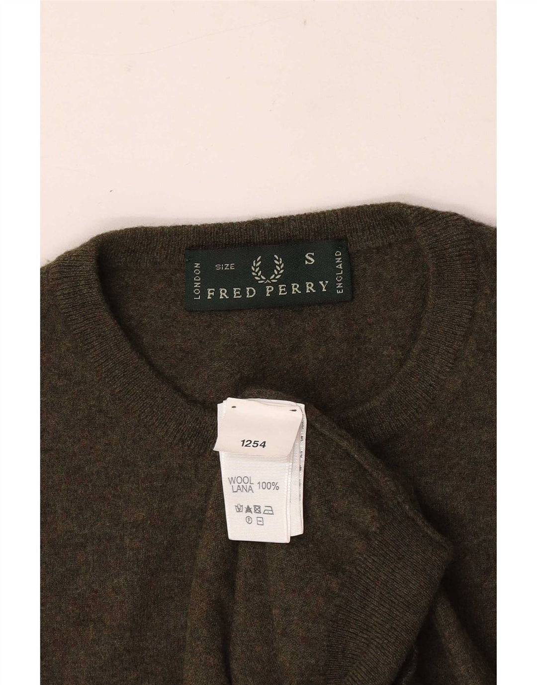 Мужской джемпер с круглым вырезом Fred Perry, маленький шерстяной свитер цвета хаки