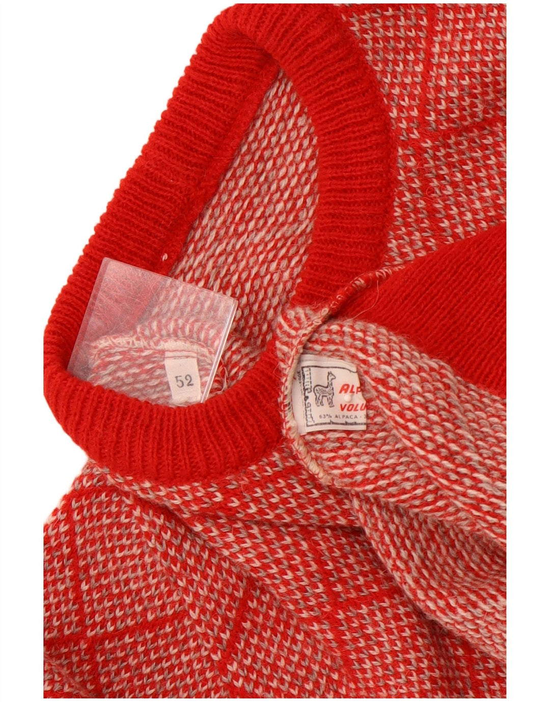 Мужской свитер VINTAGE с круглым вырезом IT 52, большой красный с геометрическим узором
