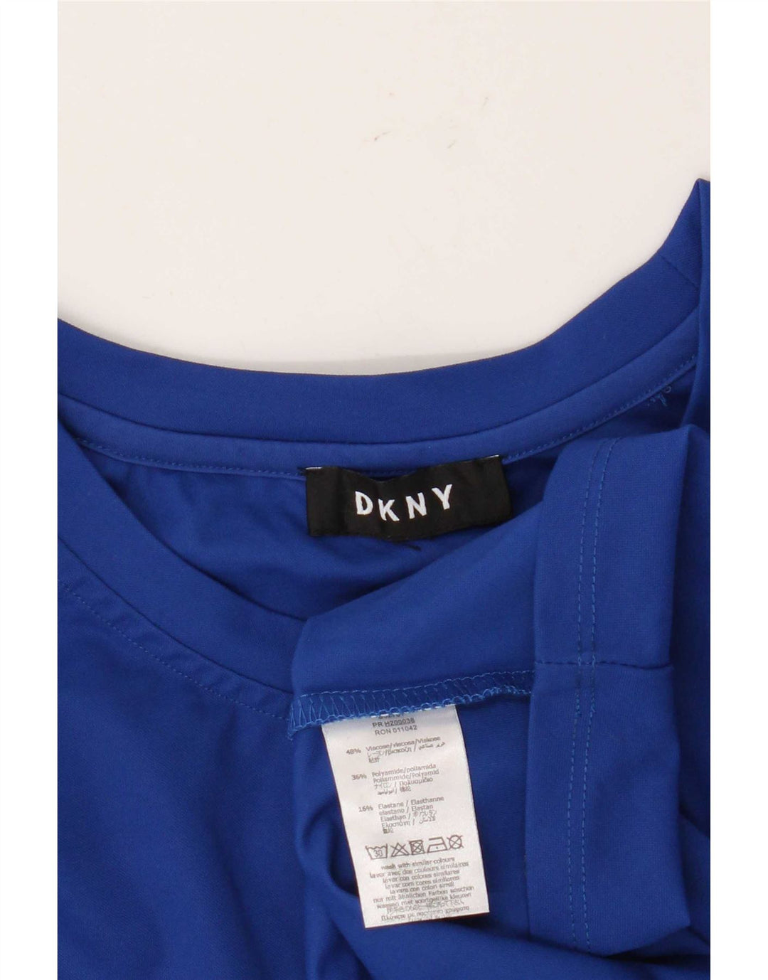 Dkny Женская туника с длинными рукавами и рисунком UK 14, средний синий вискоза