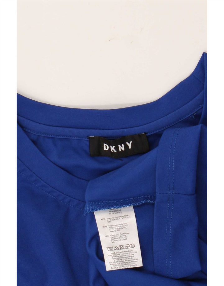 Dkny Женская туника с длинными рукавами и рисунком UK 14, средний синий вискоза