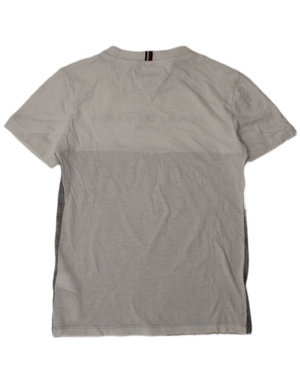 TOMMY HILFIGER Футболка с рисунком для мальчиков, топ 9–10 лет, серый хлопок с цветными блоками