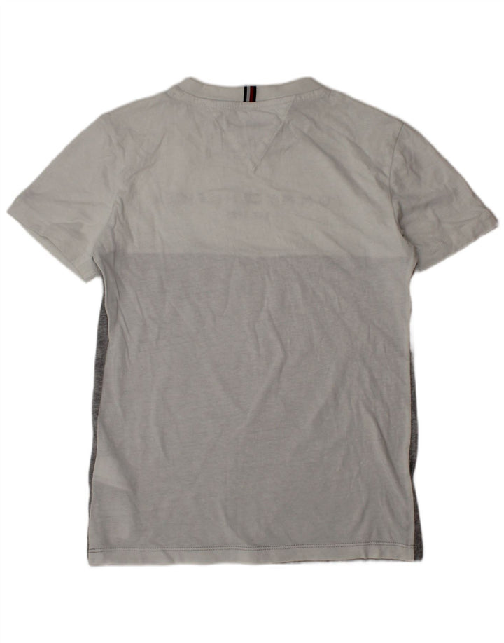 TOMMY HILFIGER Футболка с рисунком для мальчиков, топ 9–10 лет, серый хлопок с цветными блоками