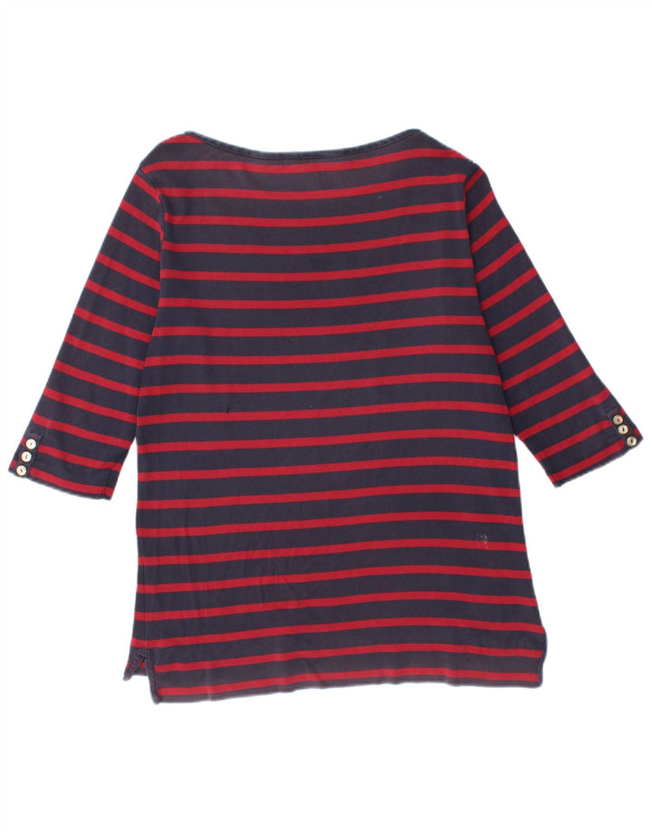 TOMMY HILFIGER Womens Top 3/4 Sleeve UK 12 Medium Navy Blue Striped