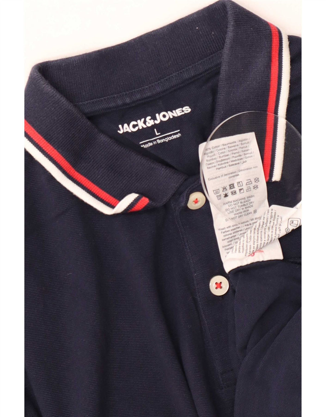 Мужская рубашка-поло Jack & Jones, темно-синяя, хлопковая