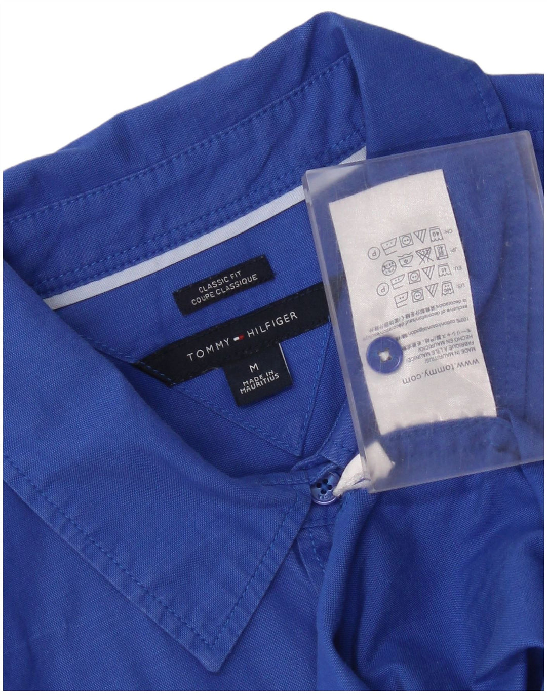 Женская рубашка классического кроя Tommy Hilfiger UK 14, хлопок среднего синего цвета