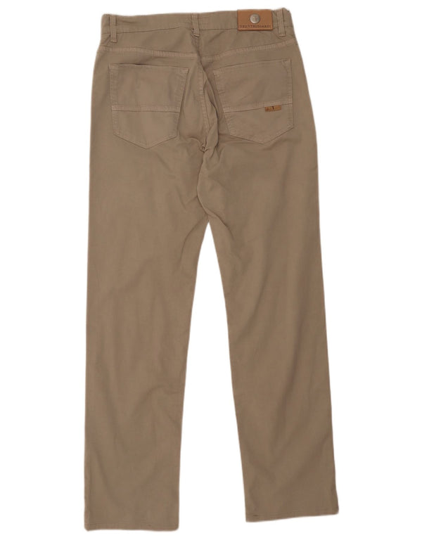 Trussardi Mens Straight Casual Trousers W32 L32 Beige Cotton
