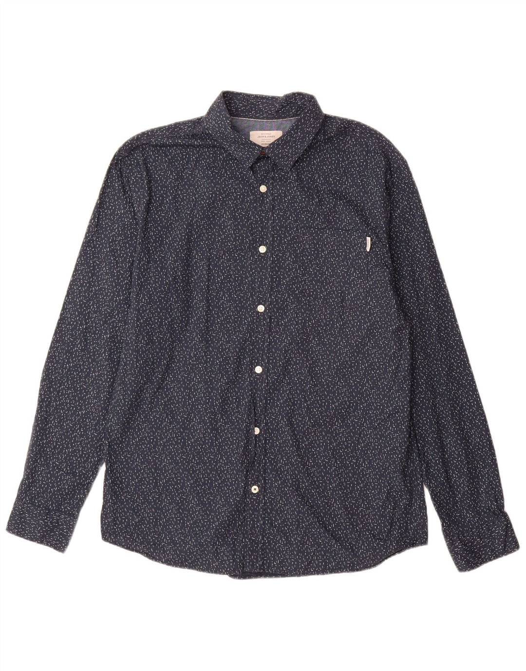 Мужская рубашка Jack & Jones XL, темно-синяя, хлопковая в крапинку