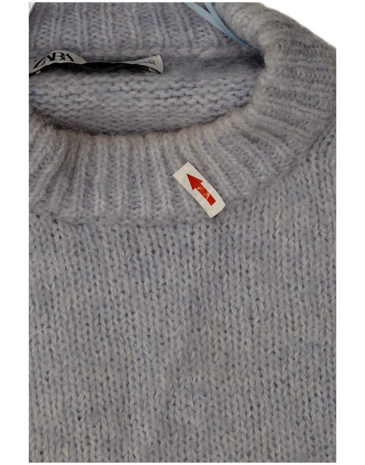 Женский свободный джемпер с круглым вырезом Zara UK 18 XL, синий полиэстер
