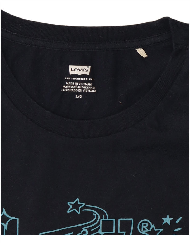 Женская футболка с рисунком Levi's Top UK 14, большая, темно-синяя