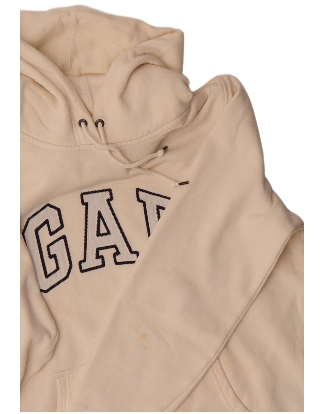 GAP Mens Graphic Hoodie Jumper Large Off White Cotton