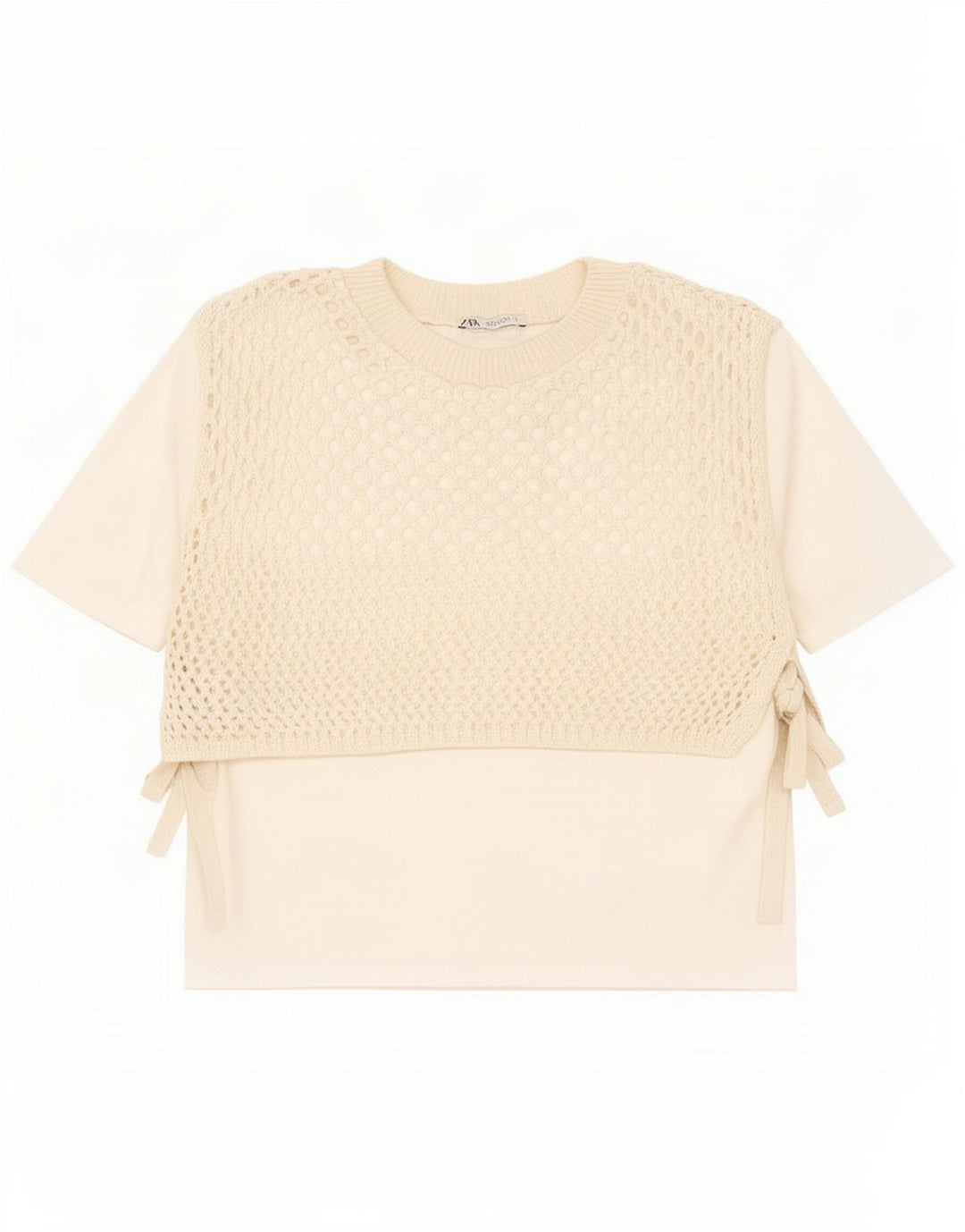 Женская блузка крючком Zara UK 10, маленький бежевый