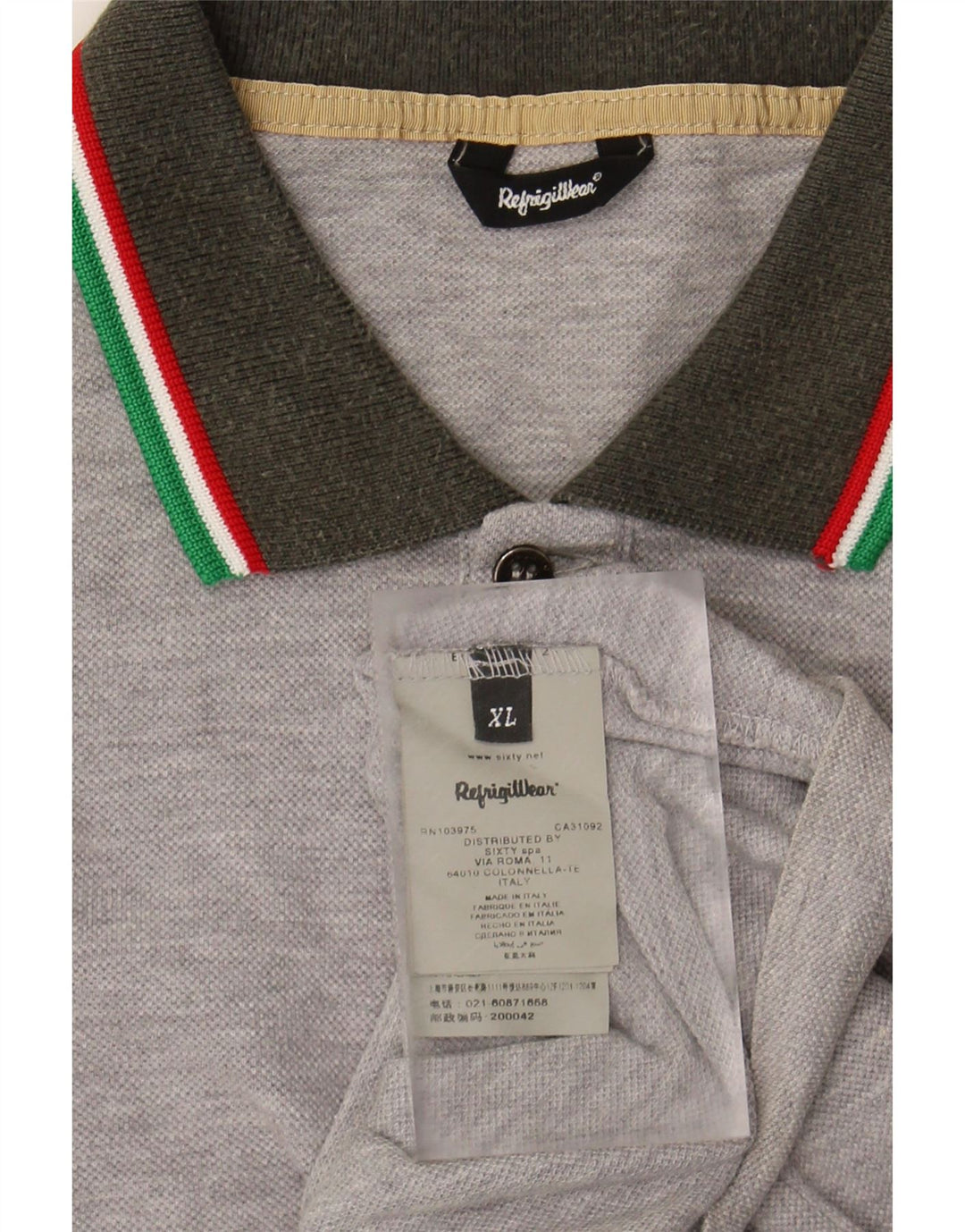 REFRIGIWEAR Mens Polo Shirt XL Grey Cotton