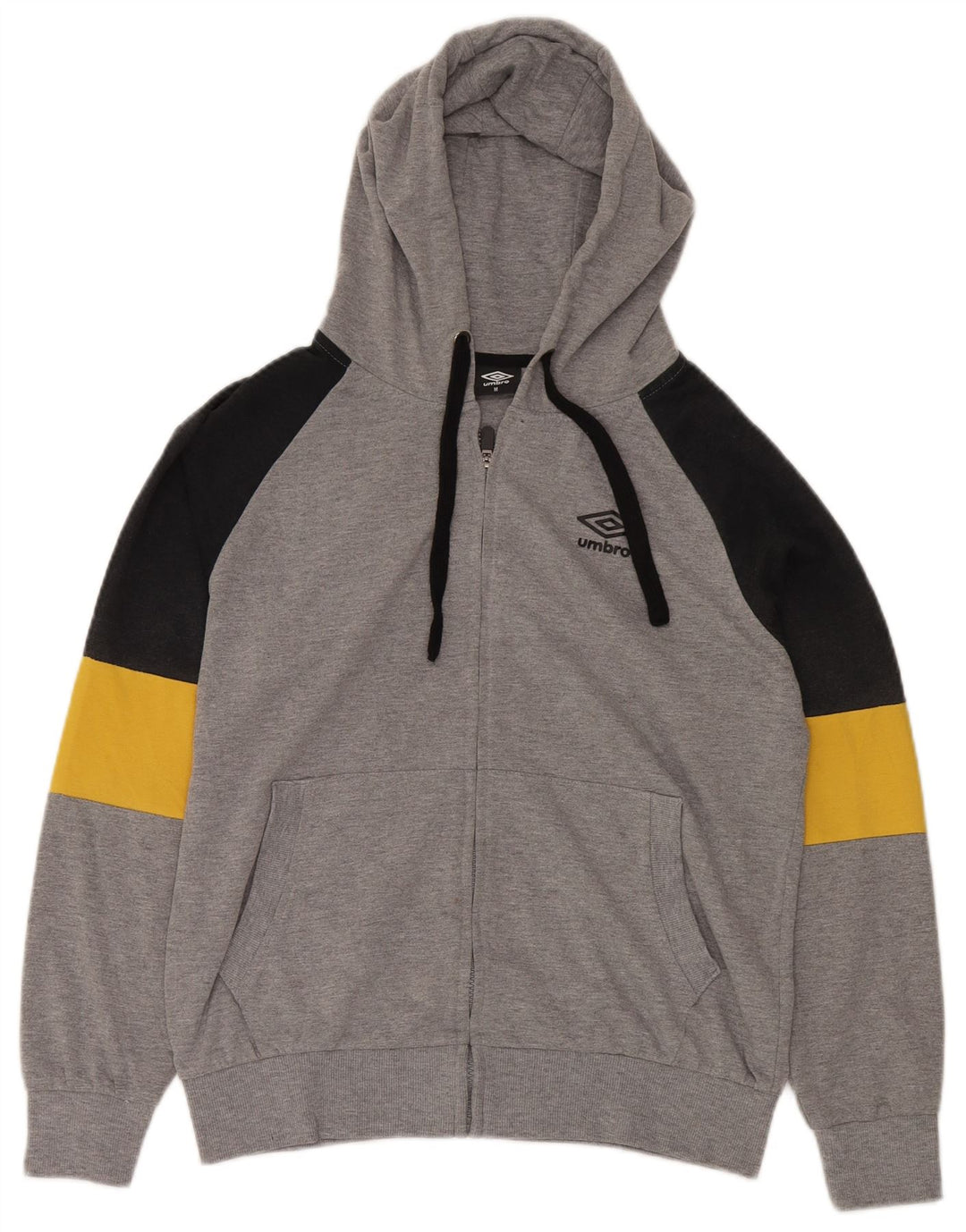 UMBRO Мужской свитер с капюшоном на молнии, средний серый, хлопок с цветными блоками
