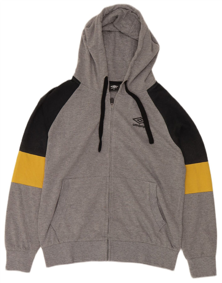 UMBRO Мужской свитер с капюшоном на молнии, средний серый, хлопок с цветными блоками