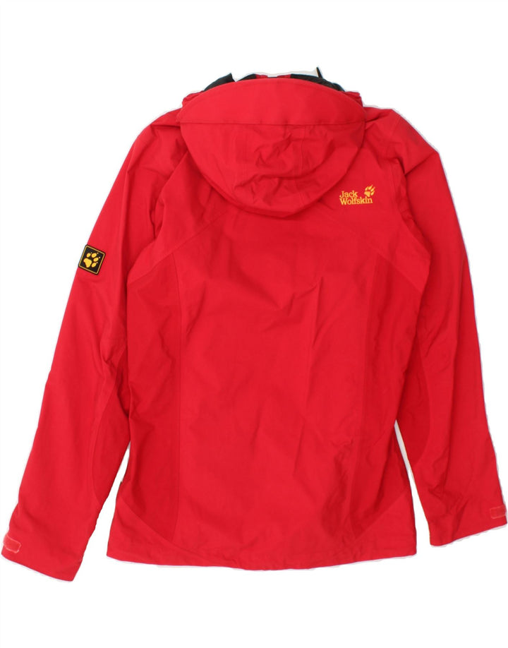JACK WOLFSKIN Womens Hooded Rain Jacket UK 10 Small Red Polyamide Vintage Jack Wolfskin and Second-Hand Jack Wolfskin from Messina Hembry 