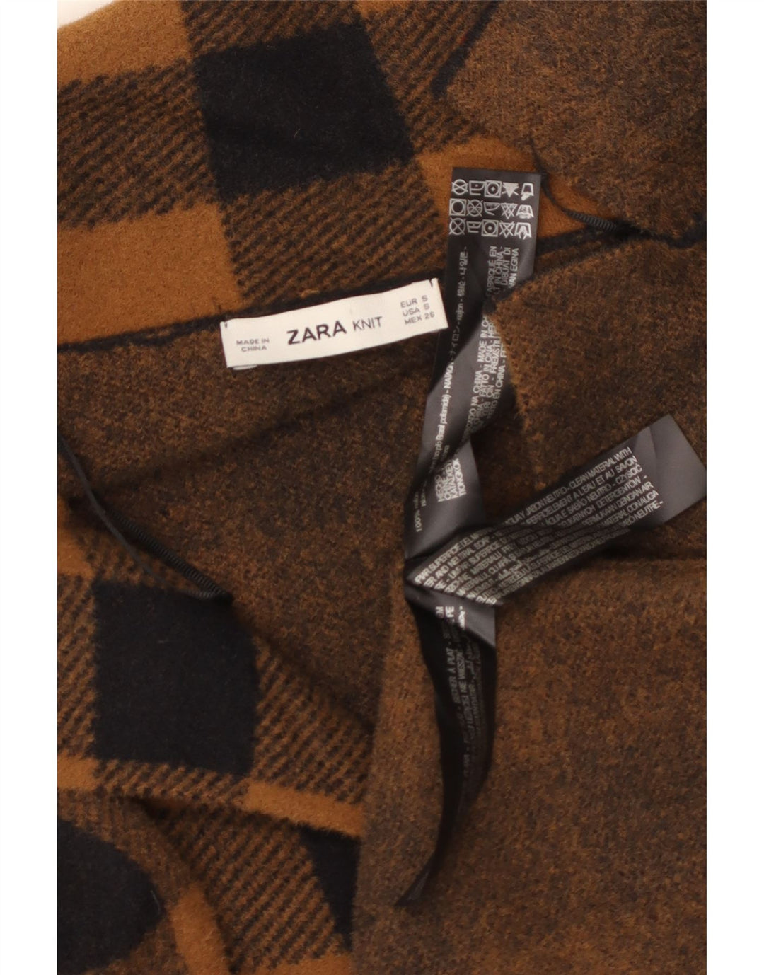 Женское пальто оверсайз Zara UK 10, маленький размер, коричневый, нейлон в мелкую клетку