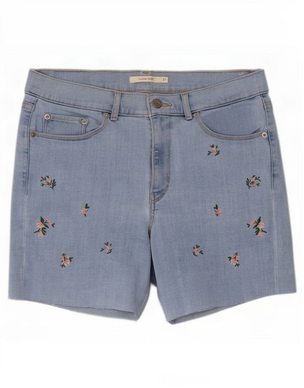 Женские классические джинсовые шорты Levi's, маленькие W27, синие, хлопковые с цветочным принтом