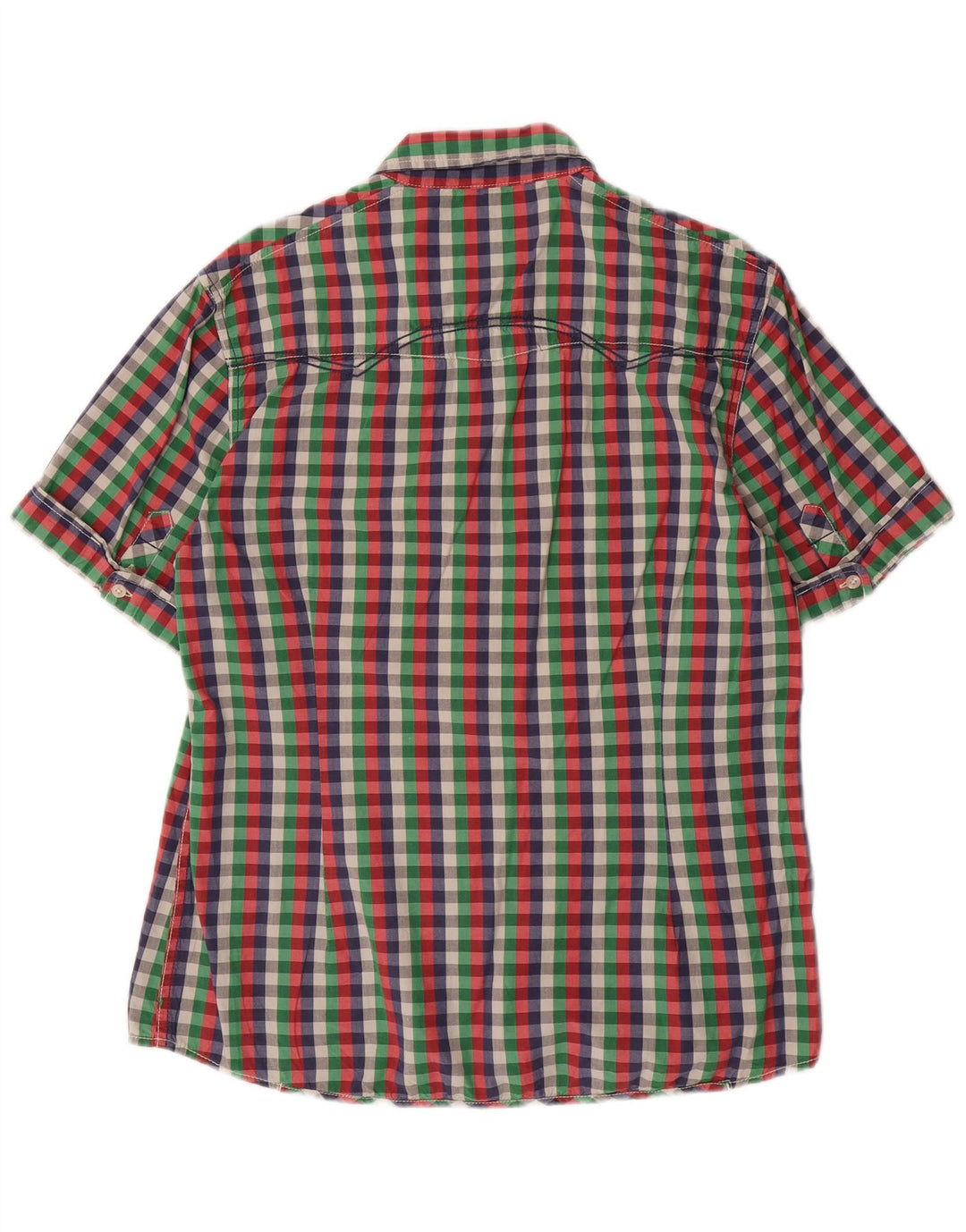 GARCIA Мужская приталенная рубашка с коротким рукавом XL в разноцветную клетку