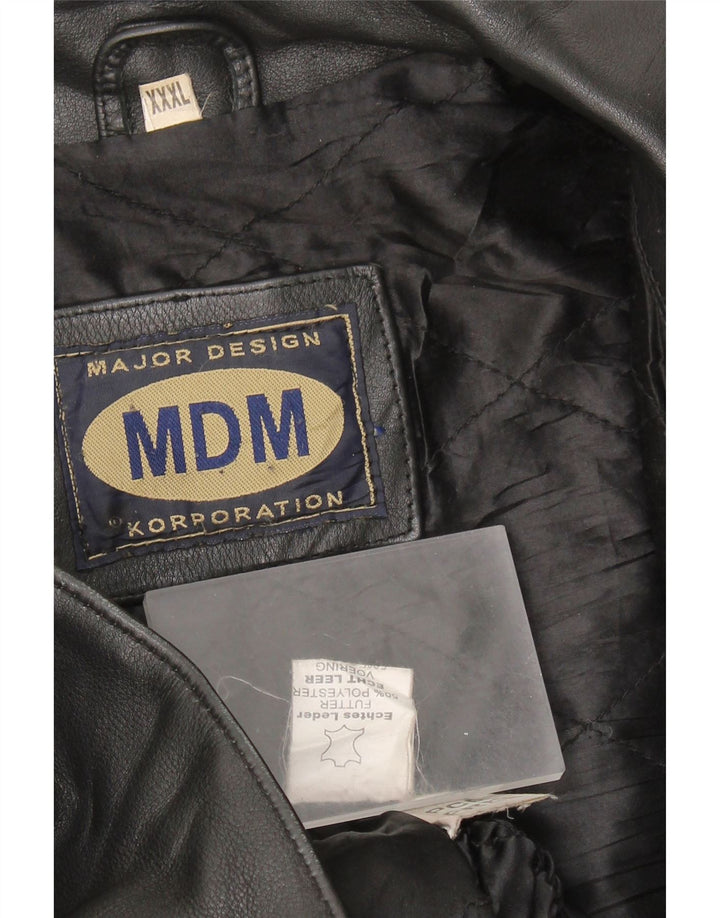 Винтажная женская кожаная байкерская куртка UK 22 3XL, черная кожа