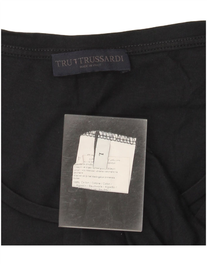 TRUSSARDI Женская футболка с рисунком Top UK 16, большой черный хлопок